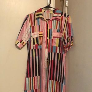 Short sleeve multi stripe maxi